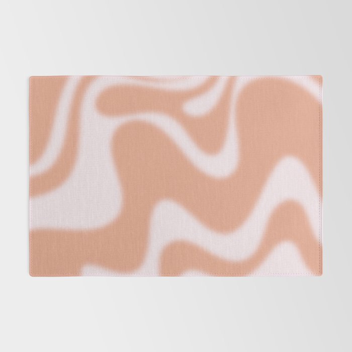 Dreamy Retro Liquid Swirl Contemporary Abstract 2 in Pastel Pink and Buff Apricot Rug Gallery Image 2