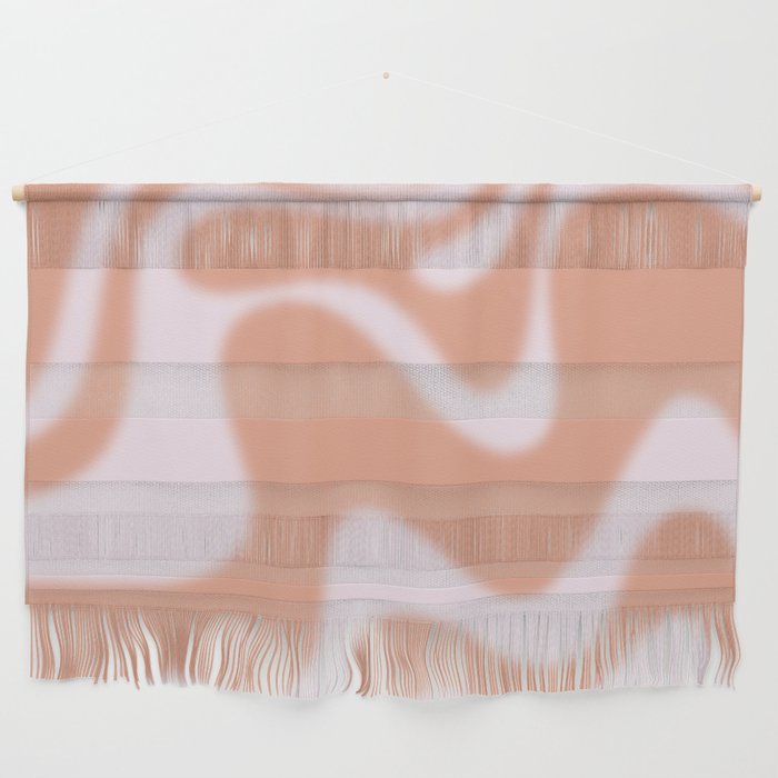 Dreamy Retro Liquid Swirl Contemporary Abstract 2 in Pastel Pink and Buff Apricot Wall Hanging Gallery Image 1