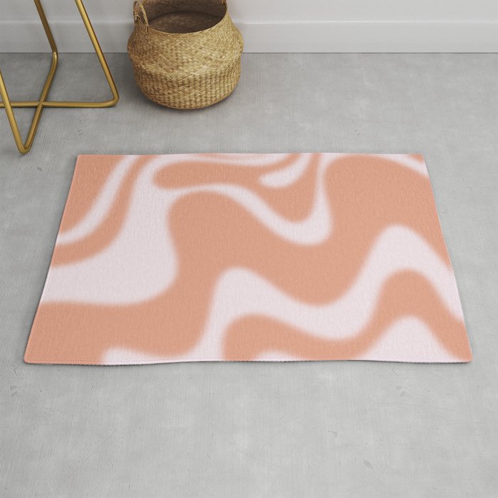 Dreamy Retro Liquid Swirl Contemporary Abstract 2 in Pastel Pink and Buff Apricot Rug Gallery Image 1