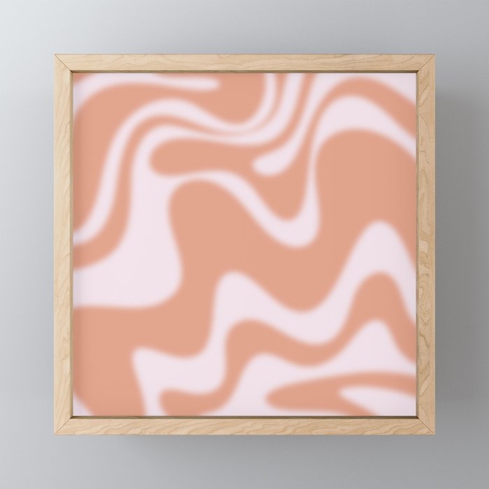 Dreamy Retro Liquid Swirl Contemporary Abstract 2 in Pastel Pink and Buff Apricot Mini Art Print Gallery Image 1