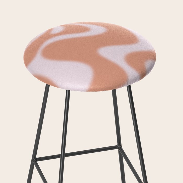 Dreamy Retro Liquid Swirl Contemporary Abstract 2 in Pastel Pink and Buff Apricot Stool Gallery Image 2