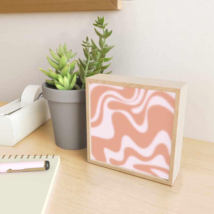 Dreamy Retro Liquid Swirl Contemporary Abstract 2 in Pastel Pink and Buff Apricot Mini Art Print Gallery Image 2