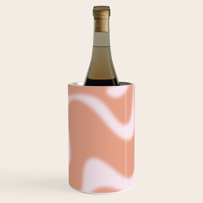 Dreamy Retro Liquid Swirl Contemporary Abstract 2 in Pastel Pink and Buff Apricot Wine Chiller Gallery Image 1