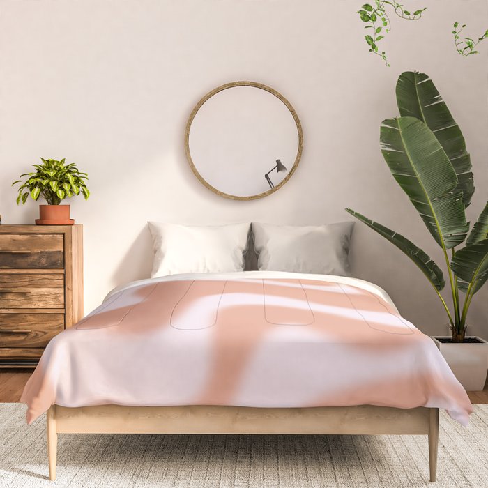 Dreamy Retro Liquid Swirl Contemporary Abstract 2 in Pastel Pink and Buff Apricot Comforter Gallery Image 3