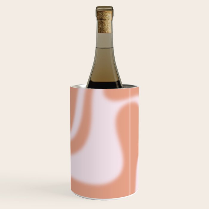 Dreamy Retro Liquid Swirl Contemporary Abstract 2 in Pastel Pink and Buff Apricot Wine Chiller Gallery Image 2