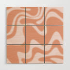 Dreamy Retro Liquid Swirl Contemporary Abstract 2 in Pastel Pink and Buff Apricot Wood Wall Art Gallery Image 1