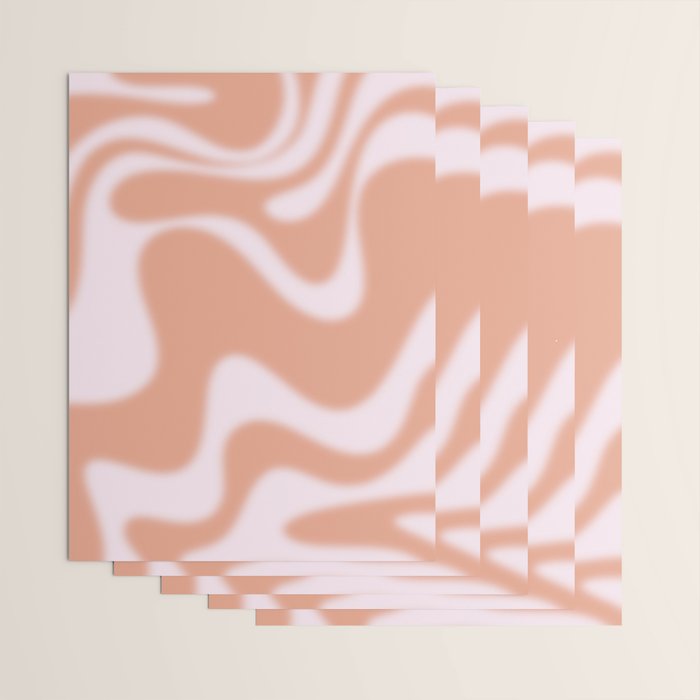 Dreamy Retro Liquid Swirl Contemporary Abstract 2 in Pastel Pink and Buff Apricot Wrapping Paper Gallery Image 3