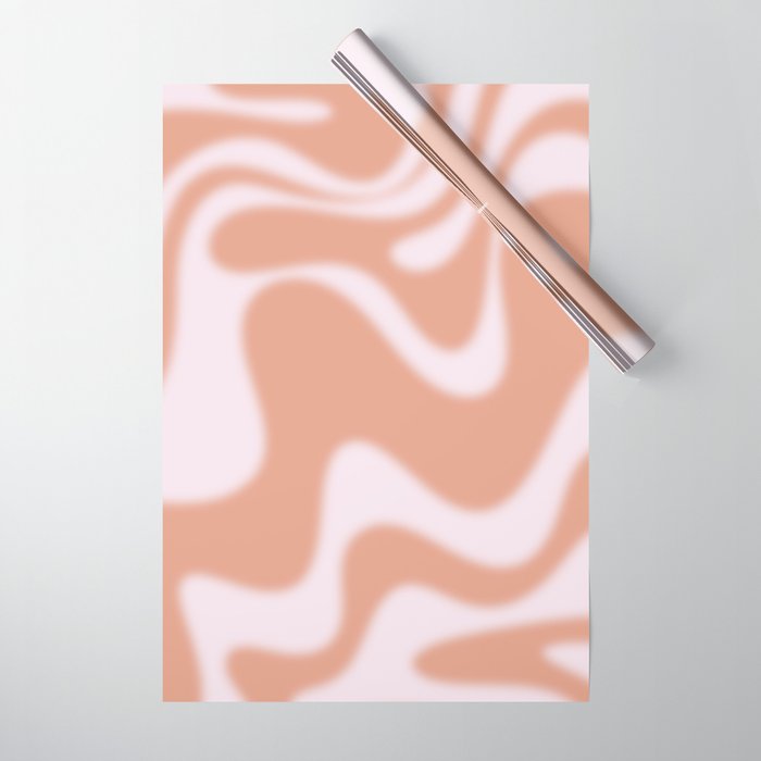 Dreamy Retro Liquid Swirl Contemporary Abstract 2 in Pastel Pink and Buff Apricot Wrapping Paper Gallery Image 1