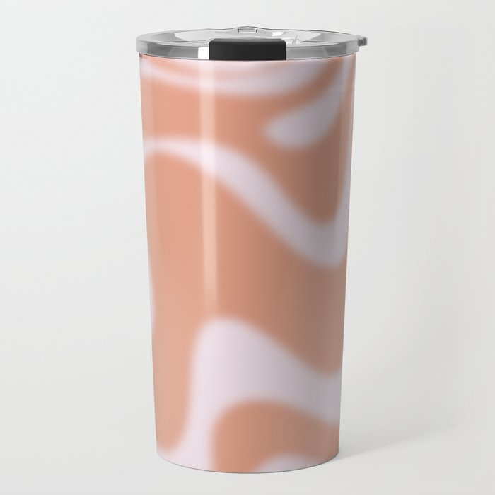 Dreamy Retro Liquid Swirl Contemporary Abstract 2 in Pastel Pink and Buff Apricot Travel Mug Gallery Image 1