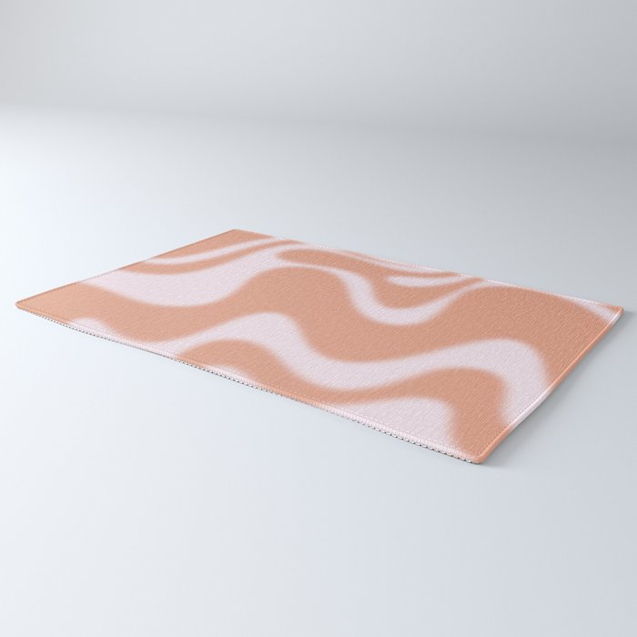 Dreamy Retro Liquid Swirl Contemporary Abstract 2 in Pastel Pink and Buff Apricot Rug Gallery Image 3