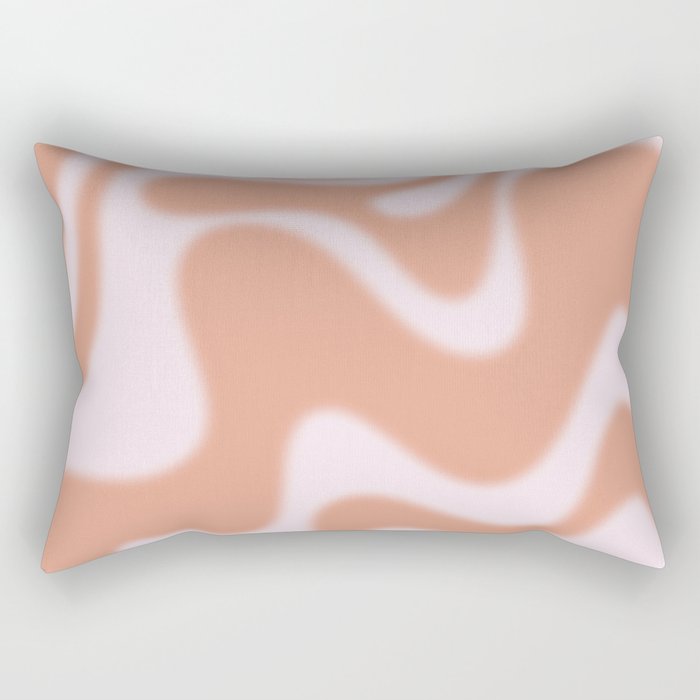 Dreamy Retro Liquid Swirl Contemporary Abstract 2 in Pastel Pink and Buff Apricot Rectangular Pillow Gallery Image 1
