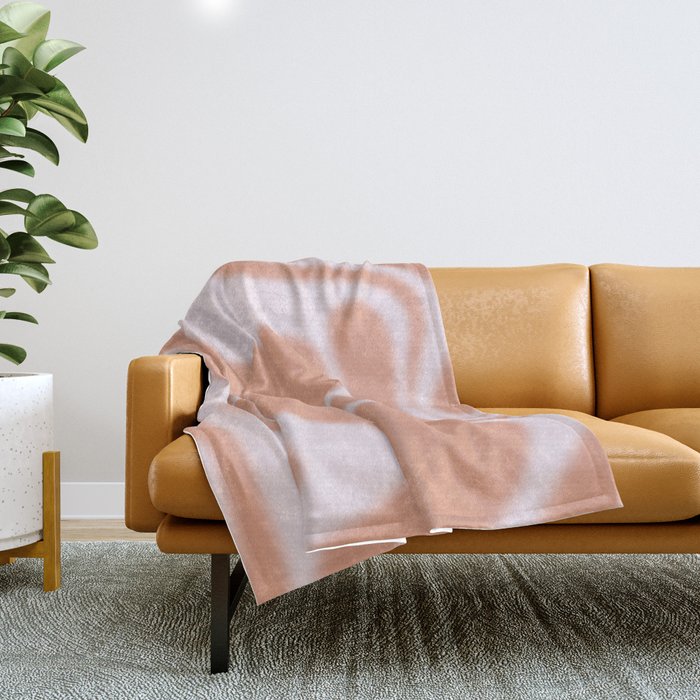 Dreamy Retro Liquid Swirl Contemporary Abstract 2 in Pastel Pink and Buff Apricot Throw Blanket Gallery Image 1