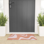 Dreamy Retro Liquid Swirl Contemporary Abstract 2 in Pastel Pink and Buff Apricot Welcome Mat Gallery Image 3