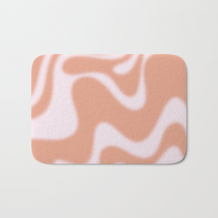 Dreamy Retro Liquid Swirl Contemporary Abstract 2 in Pastel Pink and Buff Apricot Bath Mat Gallery Image 1