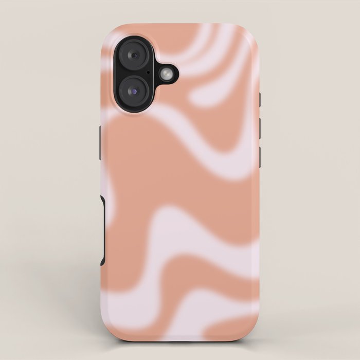 Dreamy Retro Liquid Swirl Contemporary Abstract 2 in Pastel Pink and Buff Apricot iPhone Case Gallery Image 1