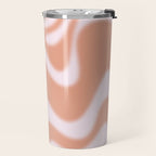 Dreamy Retro Liquid Swirl Contemporary Abstract 2 in Pastel Pink and Buff Apricot Travel Mug Gallery Image 2