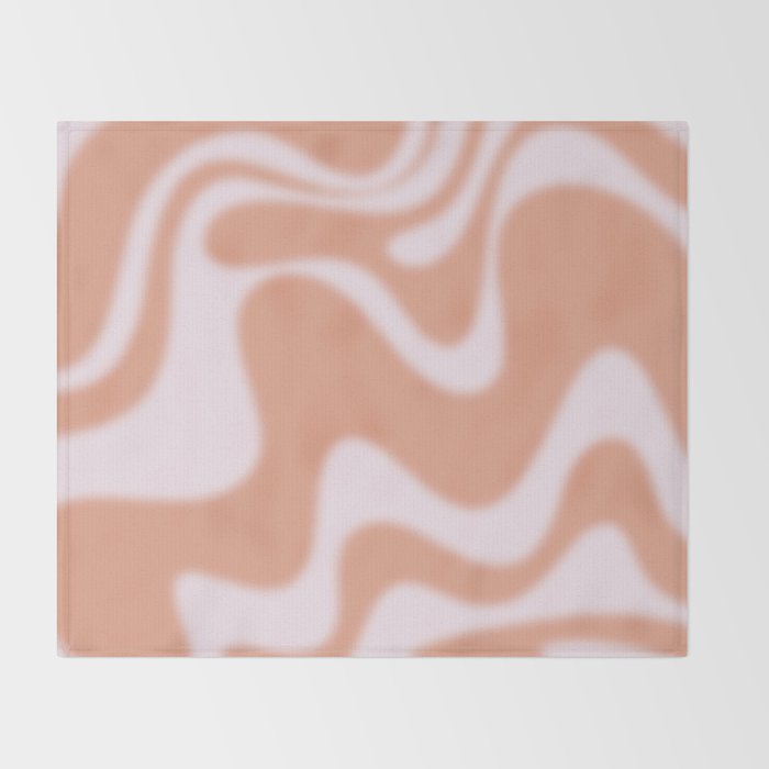 Dreamy Retro Liquid Swirl Contemporary Abstract 2 in Pastel Pink and Buff Apricot Throw Blanket Gallery Image 2