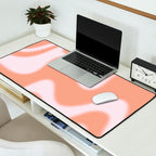 Dreamy Retro Liquid Swirl Contemporary Abstract 2 in Pastel Pink and Buff Apricot Desk Mat Gallery Image 2