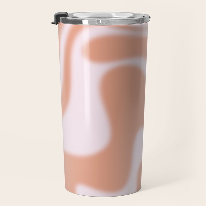 Dreamy Retro Liquid Swirl Contemporary Abstract 2 in Pastel Pink and Buff Apricot Travel Mug Gallery Image 3