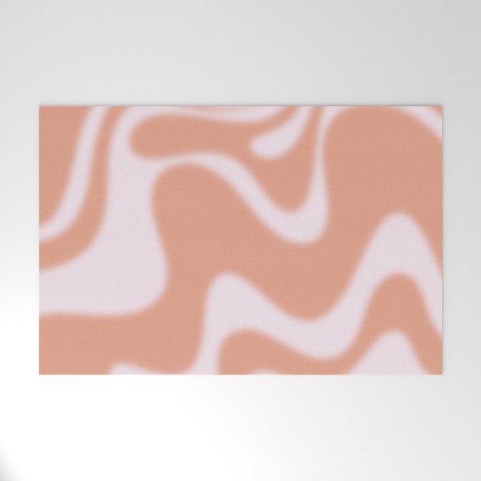 Dreamy Retro Liquid Swirl Contemporary Abstract 2 in Pastel Pink and Buff Apricot Welcome Mat Gallery Image 1