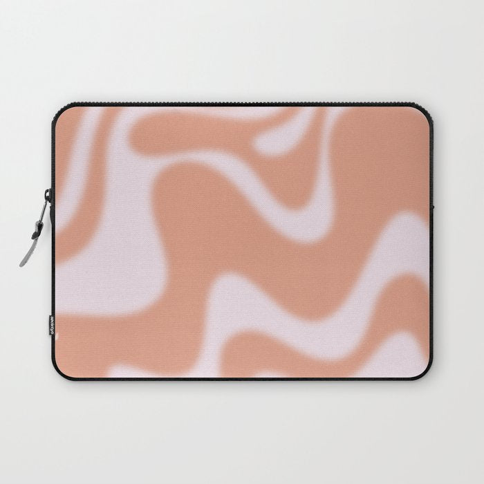 Dreamy Retro Liquid Swirl Contemporary Abstract 2 in Pastel Pink and Buff Apricot Laptop Sleeve Gallery Image 1