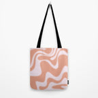 Dreamy Retro Liquid Swirl Contemporary Abstract 2 in Pastel Pink and Buff Apricot Tote Bag Gallery Image 2