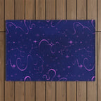 Pink and dark blue mystical starry night Outdoor Rug Gallery Image 1