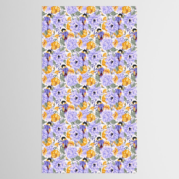 Colorful birds in garden flowers YL Tablecloth Gallery Image 2