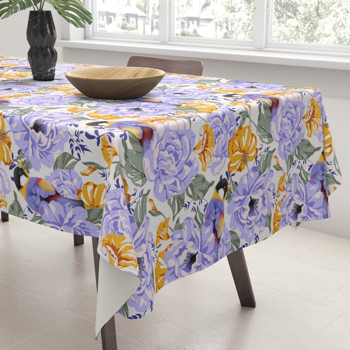 Colorful birds in garden flowers YL Tablecloth Gallery Image 3