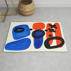 Blue Orange Fun Colorful Mid Century Modern Abstract Painting Shapes Pattern Rug Gallery Image 1