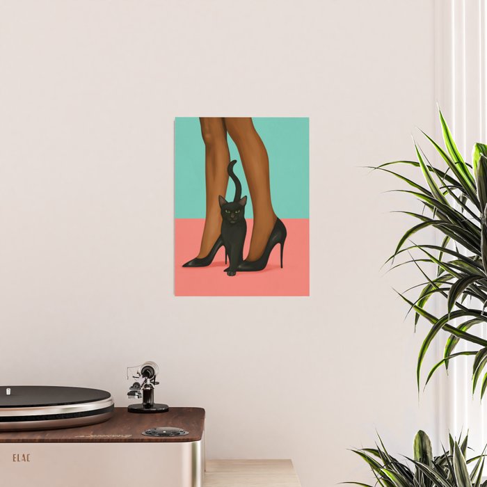 Woman in Heels with Black Cat Poster Gallery Image 2
