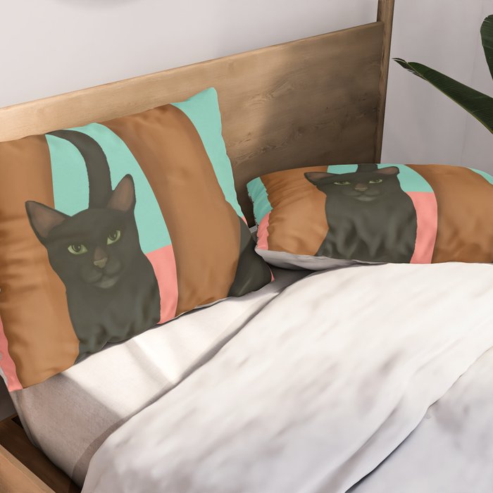 Woman in Heels with Black Cat Pillow Sham Gallery Image 2