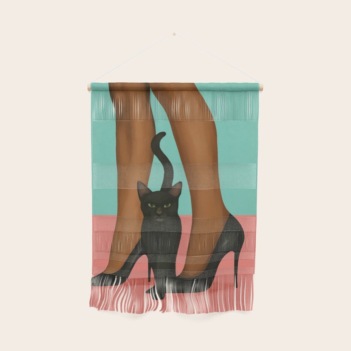 Woman in Heels with Black Cat Wall Hanging Gallery Image 1