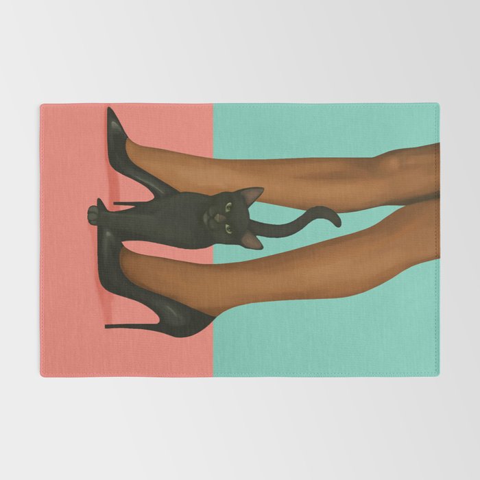 Woman in Heels with Black Cat Rug Gallery Image 2