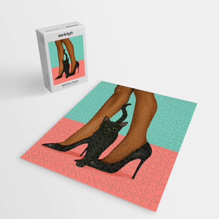 Woman in Heels with Black Cat Jigsaw Puzzle Gallery Image 2
