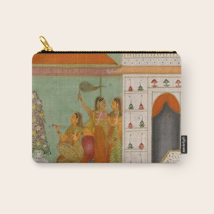 Title Ragini Gunakali, Page from a Jaipur Ragamala Set Place Rajasthan Indian Miniature Painting  Carry All Pouch Gallery Image 1