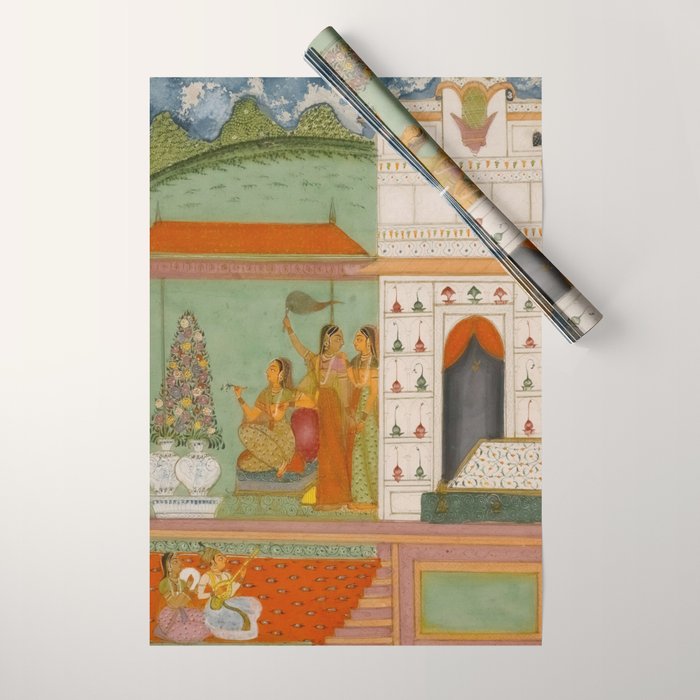 Title Ragini Gunakali, Page from a Jaipur Ragamala Set Place Rajasthan Indian Miniature Painting  Wrapping Paper Gallery Image 1