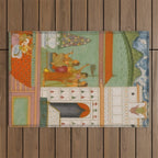 Title Ragini Gunakali, Page from a Jaipur Ragamala Set Place Rajasthan Indian Miniature Painting  Outdoor Rug Gallery Image 1