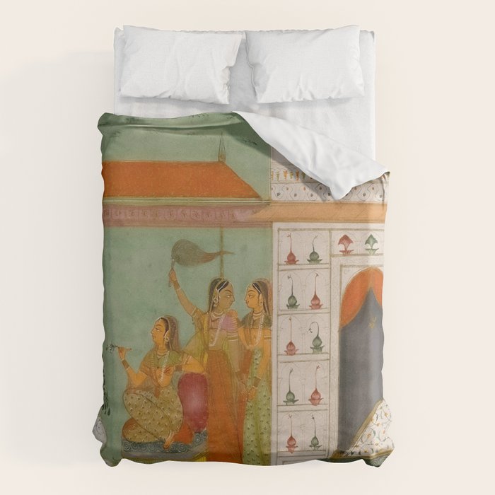 Title Ragini Gunakali, Page from a Jaipur Ragamala Set Place Rajasthan Indian Miniature Painting  Duvet Cover Gallery Image 6