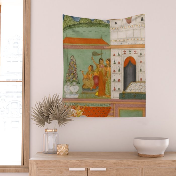Title Ragini Gunakali, Page from a Jaipur Ragamala Set Place Rajasthan Indian Miniature Painting  Wall Tapestry Gallery Image 2