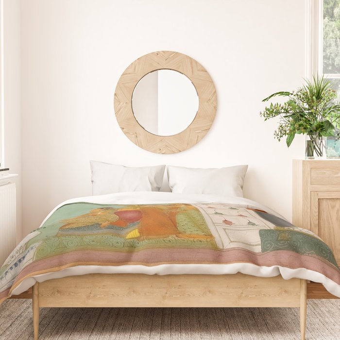 Title Ragini Gunakali, Page from a Jaipur Ragamala Set Place Rajasthan Indian Miniature Painting  Duvet Cover Gallery Image 3