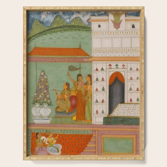 Title Ragini Gunakali, Page from a Jaipur Ragamala Set Place Rajasthan Indian Miniature Painting  Serving Tray Gallery Image 1