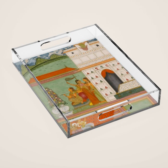 Title Ragini Gunakali, Page from a Jaipur Ragamala Set Place Rajasthan Indian Miniature Painting  Acrylic Tray Gallery Image 1