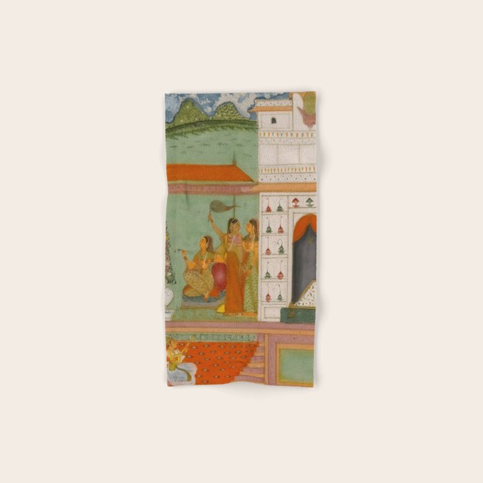 Title Ragini Gunakali, Page from a Jaipur Ragamala Set Place Rajasthan Indian Miniature Painting  Bath Towel Gallery Image 1