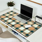 Cozy heirloom Rustic plaid Geometric Gold Navy Desk Mat Gallery Image 2