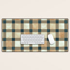 Cozy heirloom Rustic plaid Geometric Gold Navy Desk Mat Gallery Image 1