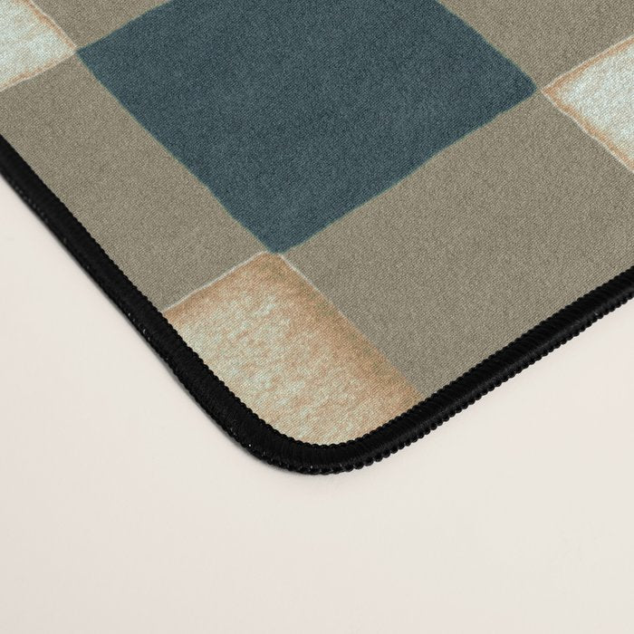 Cozy heirloom Rustic plaid Geometric Gold Navy Desk Mat Gallery Image 4
