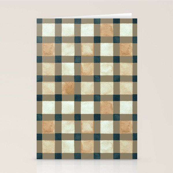 Cozy heirloom Rustic plaid Geometric Gold Navy Stationery Card Gallery Image 2