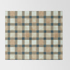 Cozy heirloom Rustic plaid Geometric Gold Navy Throw Blanket Gallery Image 2