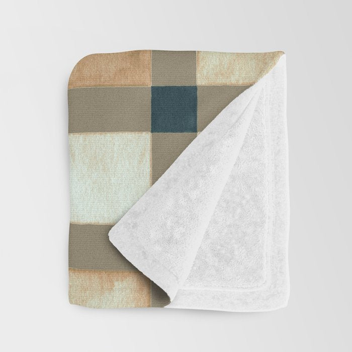 Cozy heirloom Rustic plaid Geometric Gold Navy Throw Blanket Gallery Image 3